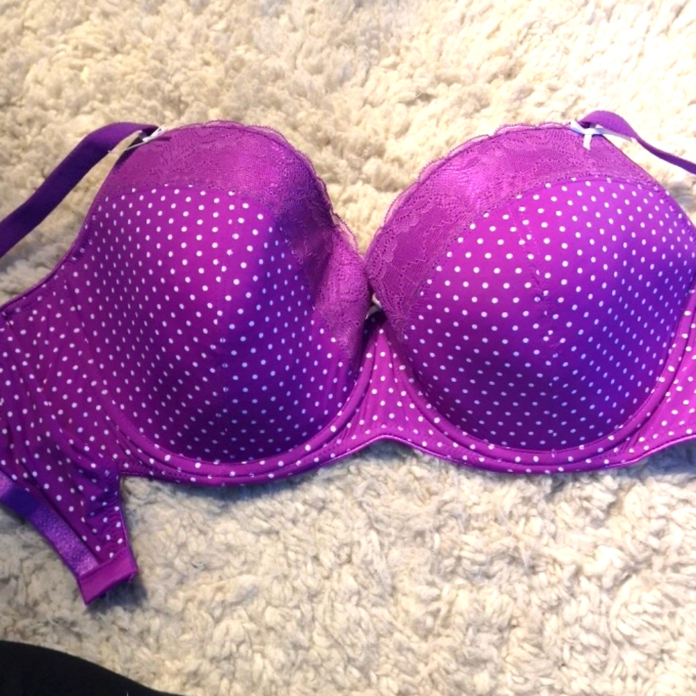 Nearly New Parfait 36F Polkadot Purple Bra
